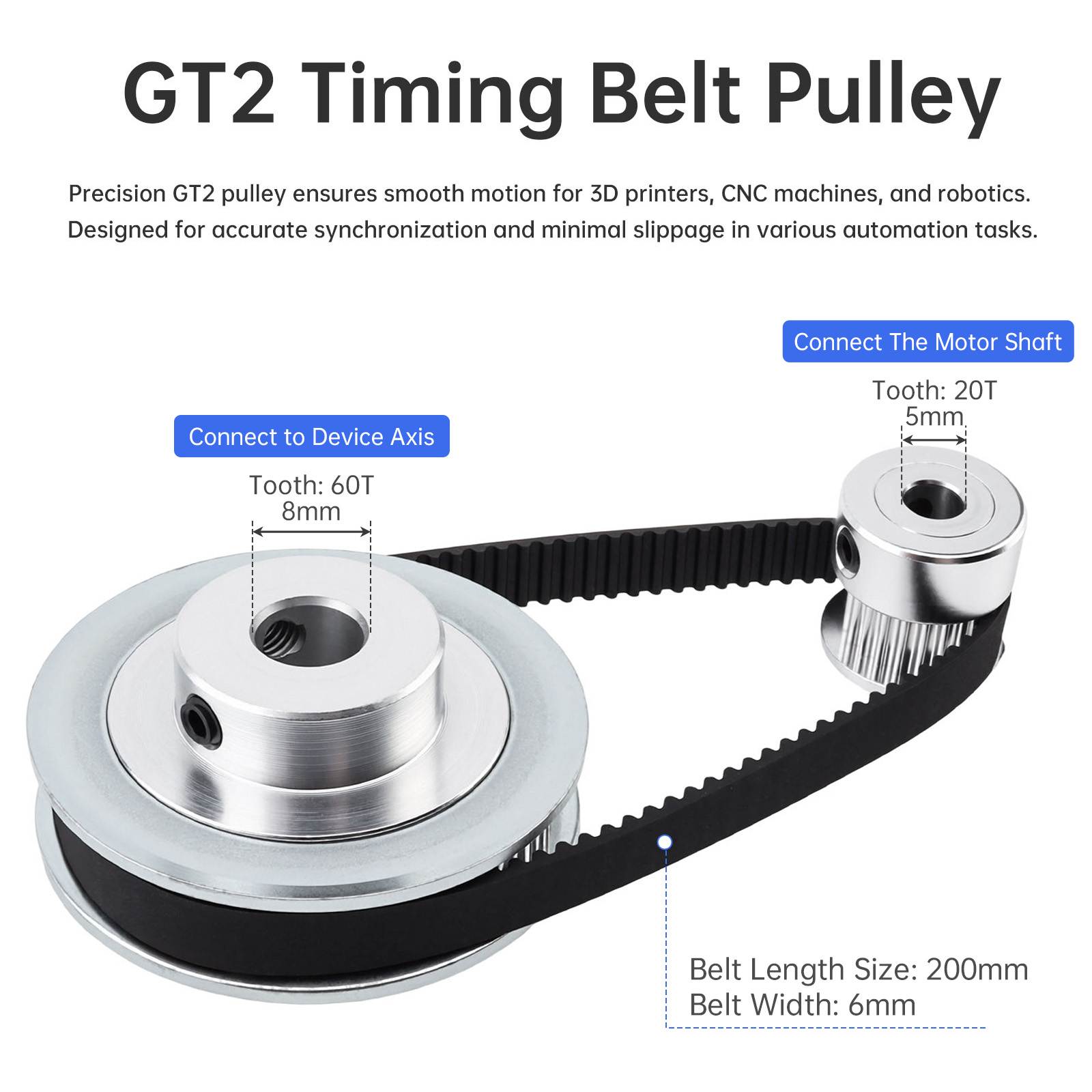 Gt2 Pulley - Kit de Motor Elétrico DC 12V-24V