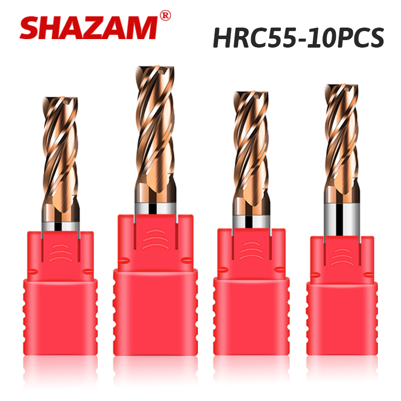 End Mill Set - SHAZAM-Flat End Fresadora, Aço de tungstênio,