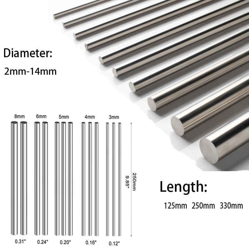 Linear Rod 8Mm - 1/5pc aço inoxidável sólido haste redonda