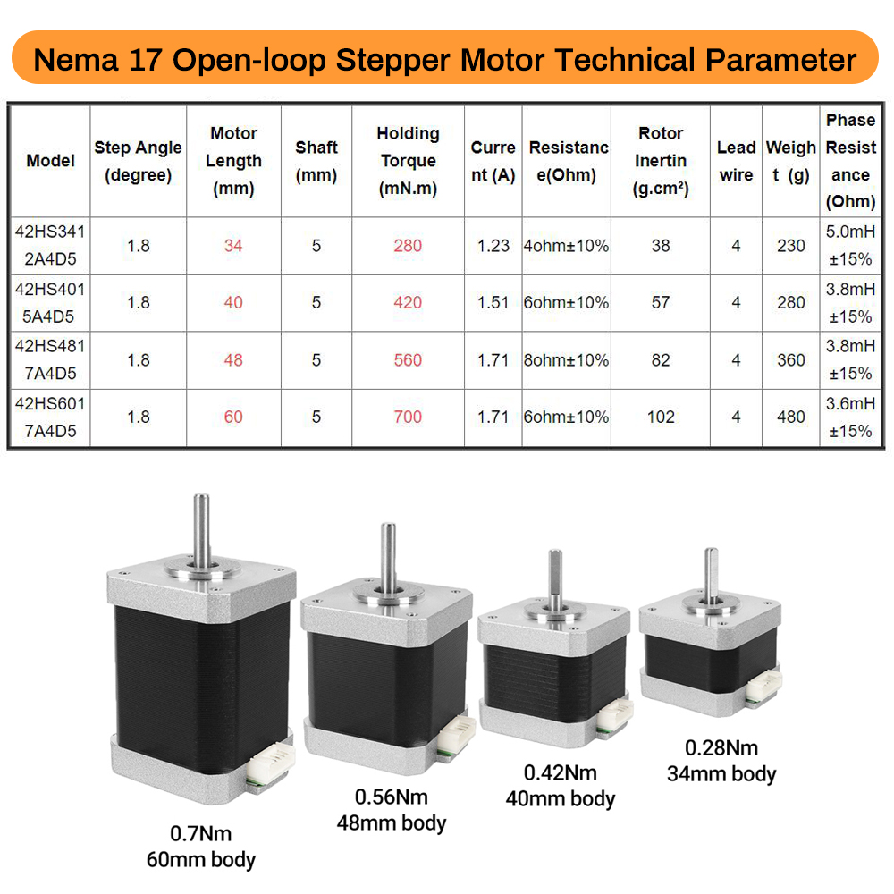 Motor de Passo Nema17 42 com 4 - Stepper Motor Nema17 avaliação e preço